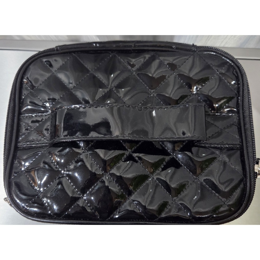 Caboodles Faux Black‎ Patent Leather Quilted Zip Makeup Case Insert/Brush Slots - Picture 4 of 8